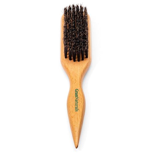 Boar Bristle Slick Back Hair Brush for Sleek Ponytail Bun & Smoothing Baby Hairs, Flyaways, Edge Control - Backcombing & Teasing Hairbrush with Wide Rat Tail for Sectioning & Parting