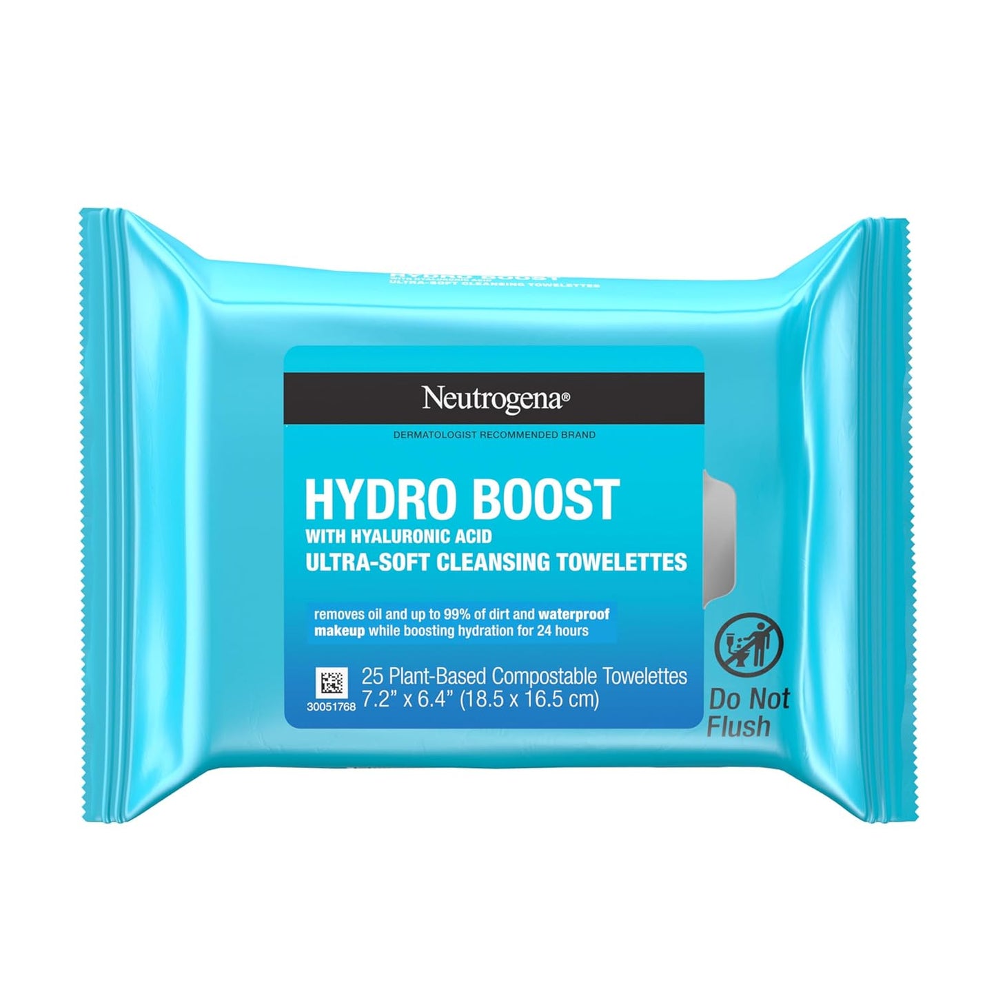 Hydro Boost Face Wipes + Hyaluronic Acid, Hydrating Makeup Remover Wipes Remove Dirt & Waterproof Makeup, Hypoallergenic, 100% Plant-Based Cloth, 2 X 25 Ct