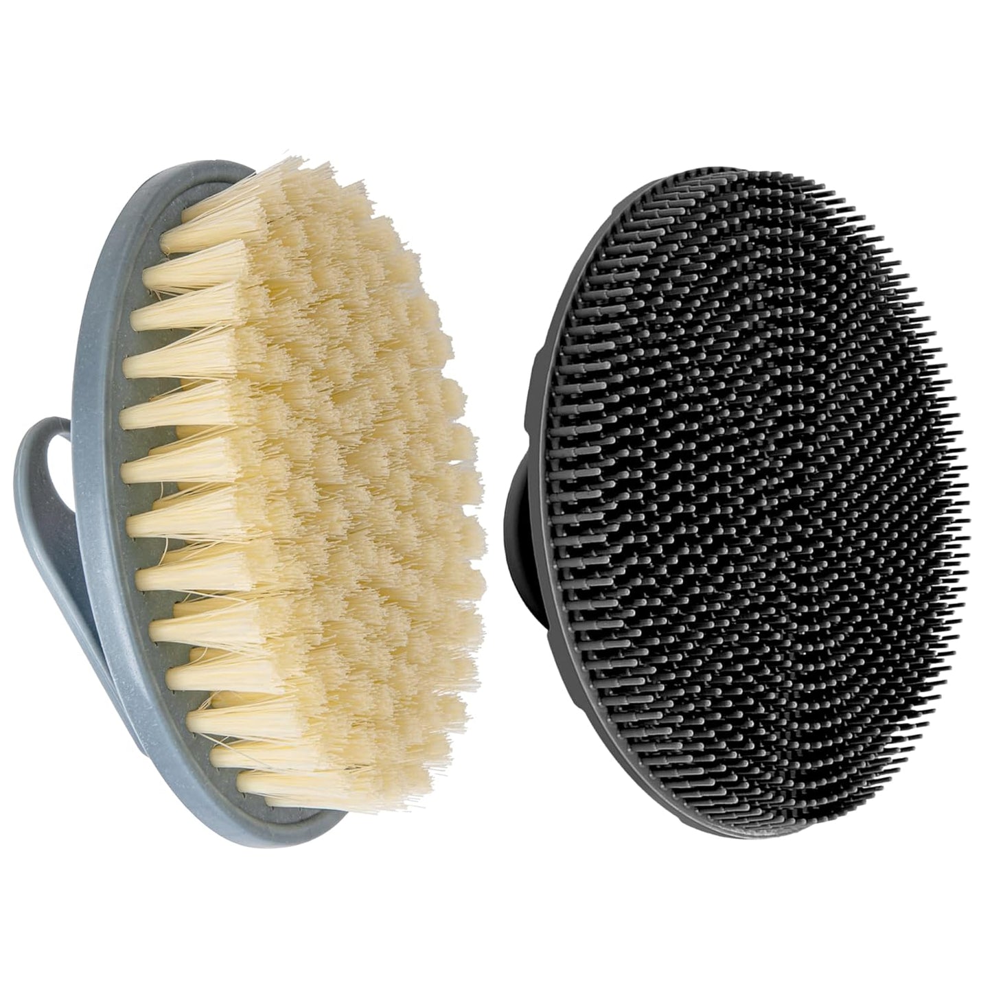 Food-Grade Soft Silicone Body Scrubber Shower Brush Handheld Cleansing Skin Brush, Gentle Exfoliating and Lather Well (Black)