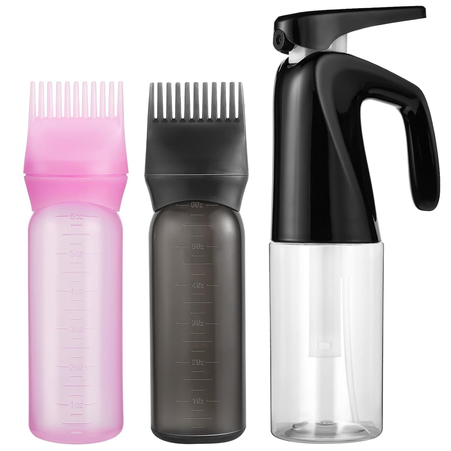 Root Comb Applicator Bottle and Continuous Hair Spray Bottle, Hair Oil Applicator Hair Water Mister Oiling Applicator for Dye Hairstyling