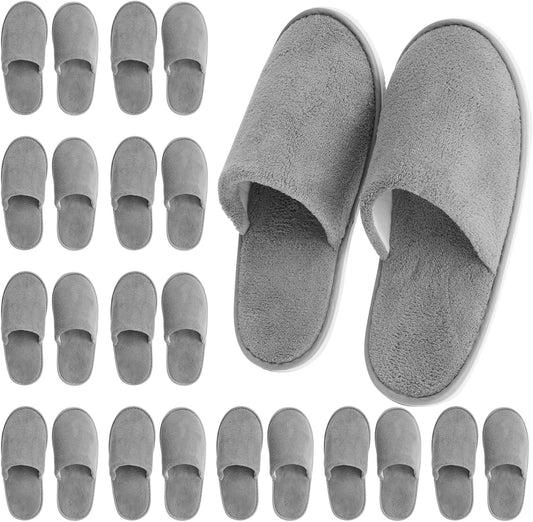 12 Pairs Disposable Slippers for Guests, Bulk Pack for Hotel, Spa, Shoeless Home, (US Men Size 11, Women 12)