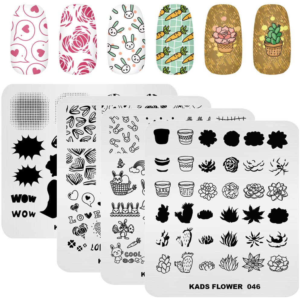 20Pcs Nail Stamp Plates Set Nails Art Stamping Plates Leaves Flowers Animal Nail Plate Template Image Plate (20 Pcs)