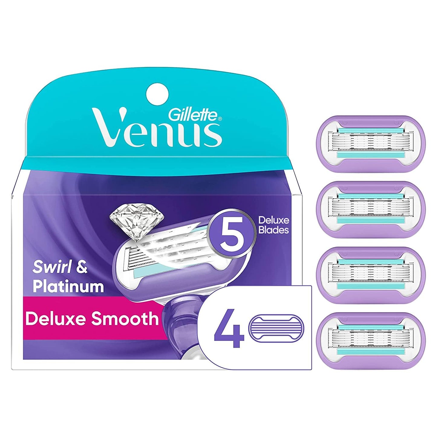 Deluxe Smooth Swirl Womens Razor Blade Refills, 6 Count, Moisture Ribbon to Protect against Irritation