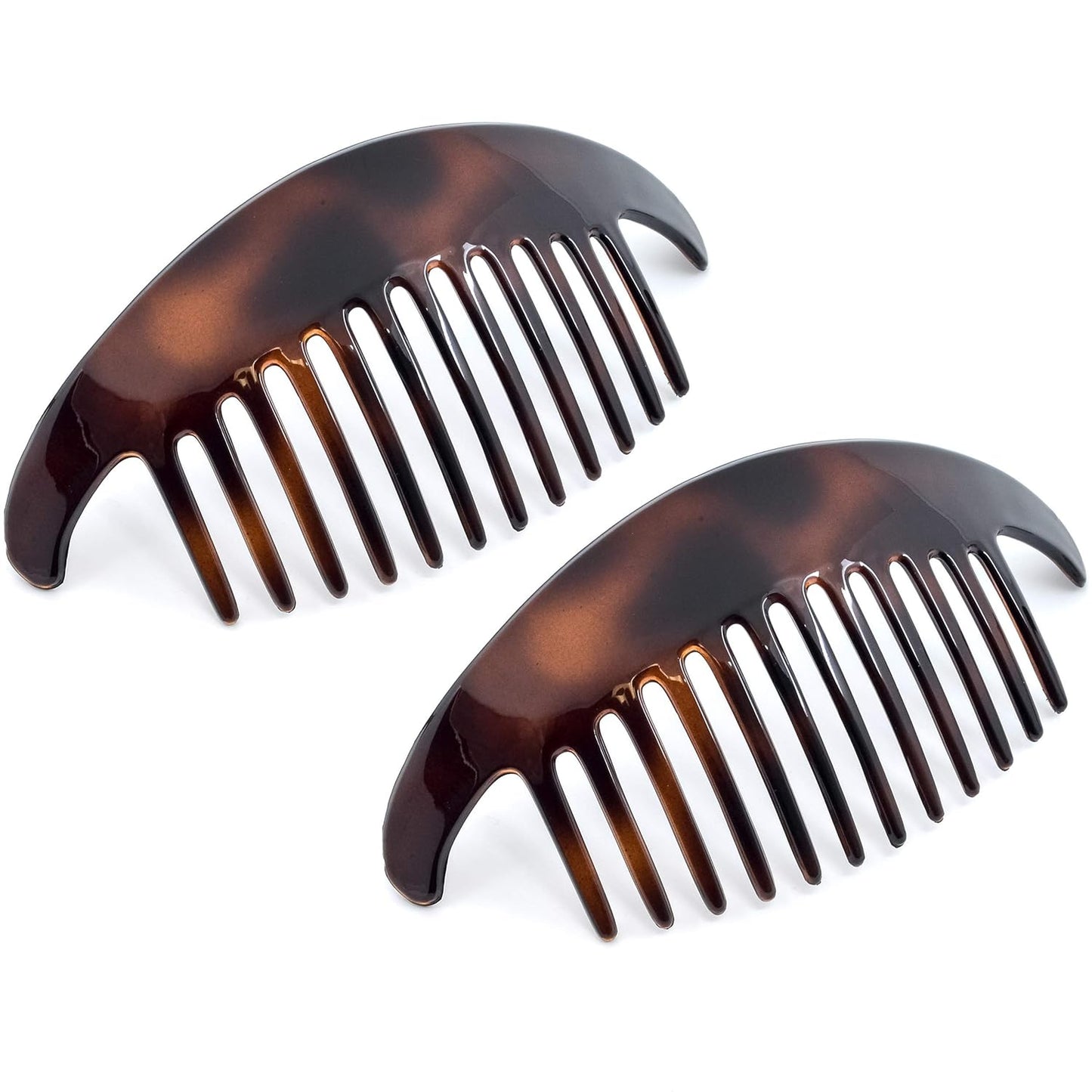 Paris CP2430/2 French Hair Side Combs Tortoise Shell Interlocking Combs French Twist Hair Combs, Strong Hold Hair Clips for Women Bun Chignon Up-Do Styling Girls Hair Accessories Made in France