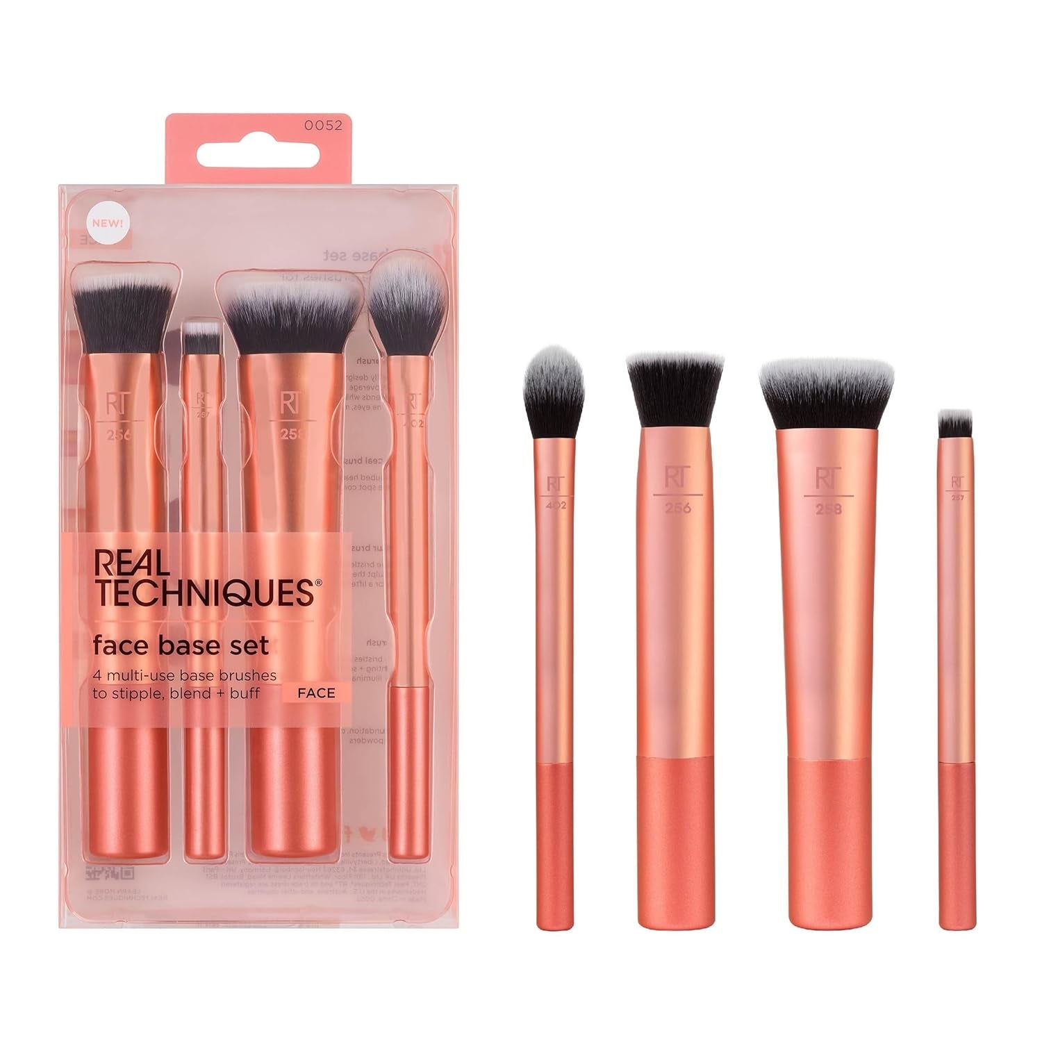 4 Piece Face Base Makeup Brush Set, for Concealer, Foundation, Contour, & Setting Powder, Makeup Brushes for Blending & Buffing, & Sculpting, Travel Friendly, Gift Set, Cruelty-Free