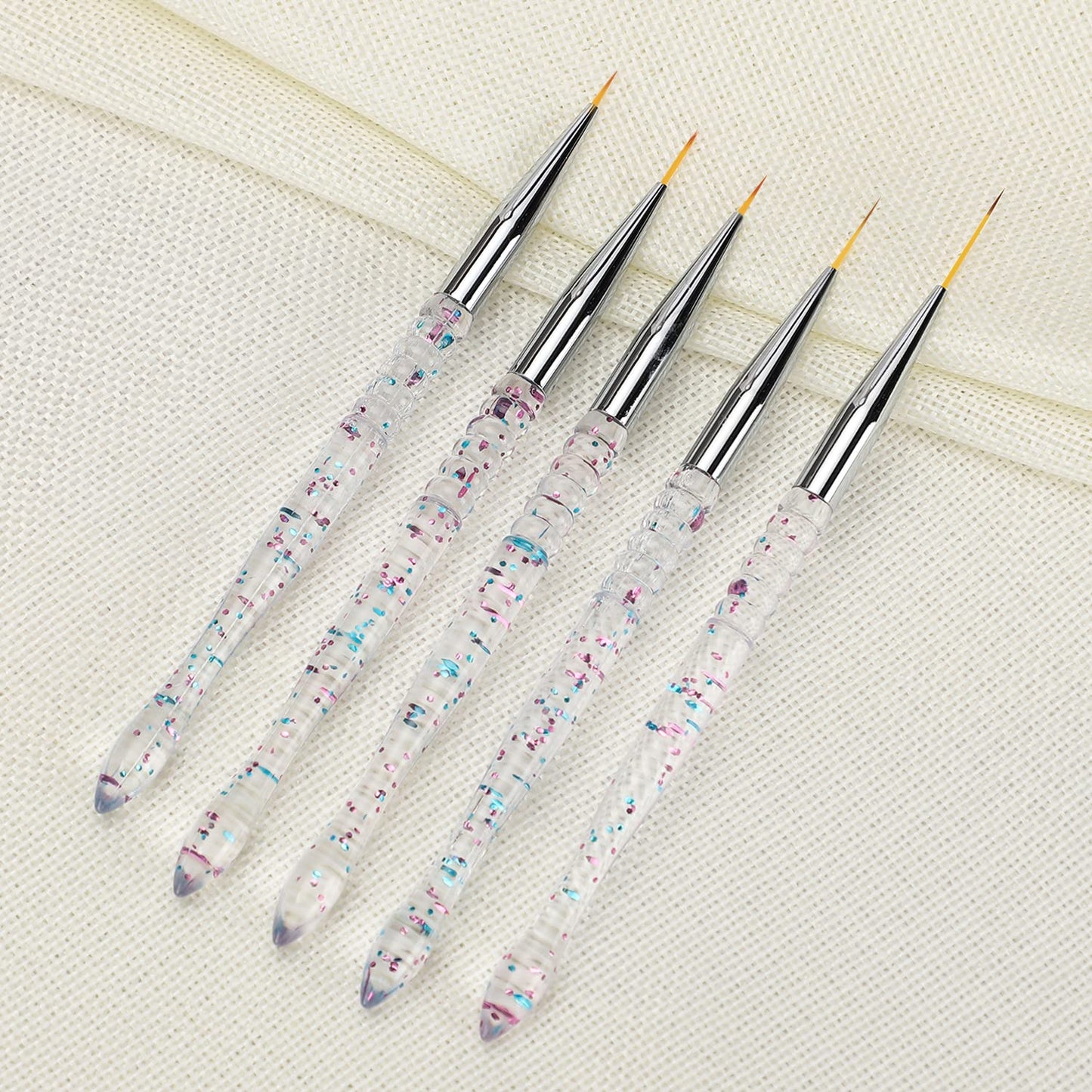 5Pcs Nail Art Liner Brushes, Nail Gel Polish Painting Brush Set, Thin Nail Art Dotting Drawing Pen (7/9/11/15/20Mm)