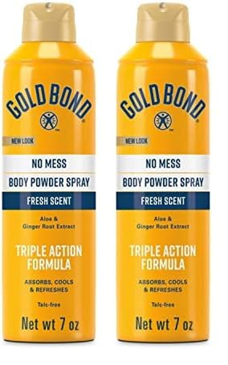 No Mess Talc-Free Body Powder Spray, 7 Oz., Fresh Scent, with a Triple Action Formula