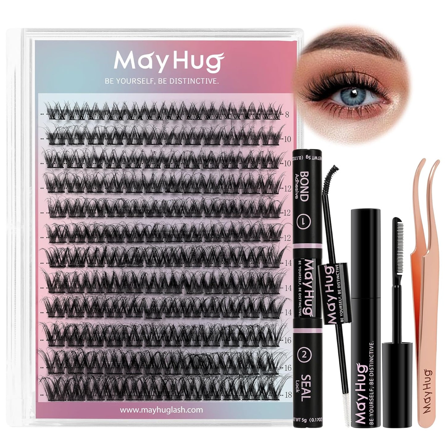 Lash Clusters DIY Eyelash Extensions 144 Clusters Lashes D Curl 3D Eyelash Clusters Extensions Fluffy Wispy Lashes Cluster Fluffy Effect & Ultra-Soft & Super Light & DIY at Home (Prism)