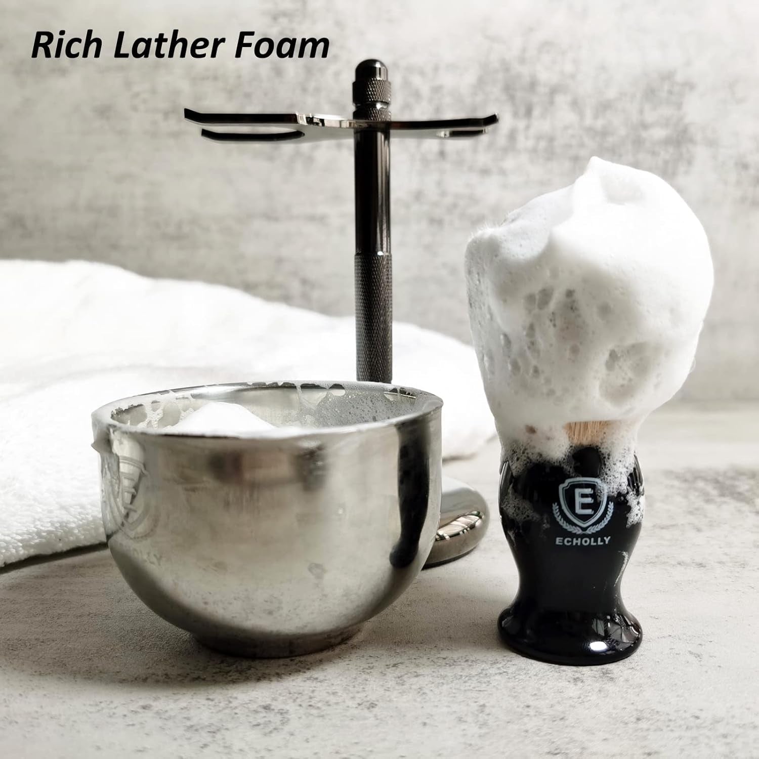 Luxury Shaving Brushes for Men by -Super Strong NO Shedding Bristle Shave Brushes for Men-Smooth Acrylic Handle Legacy Shave Brush-Rich and Fast Lather Shaving Cream Brush Gifts for Fathers Day