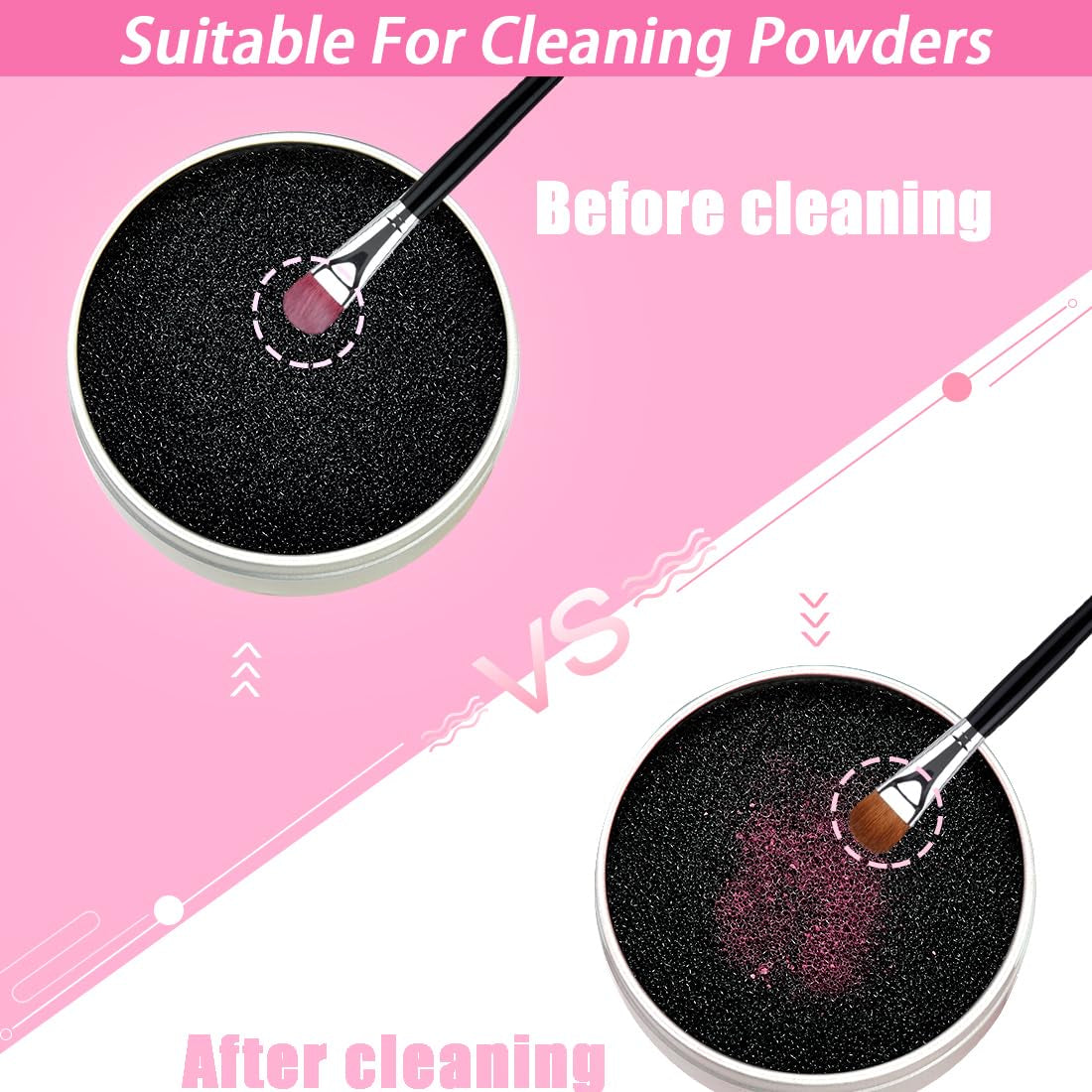 2 Pack Color Removal Cleaner Sponge, Quickly & Easily Clean Makeup Brushes Powder without Water or Chemical Solutions Eliminating Drying Time - Switch Eyeshadow Colored Immediately