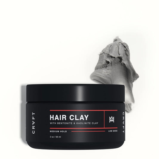 CRVFT Hair Clay 2Oz | Medium Hold/Zero Shine Matte Finish | Add Volume & Texture | Ideal for Textured, Short & Medium Styles | Reworkable | [High Density] Clay Base, Stylist Approved [Unscented]