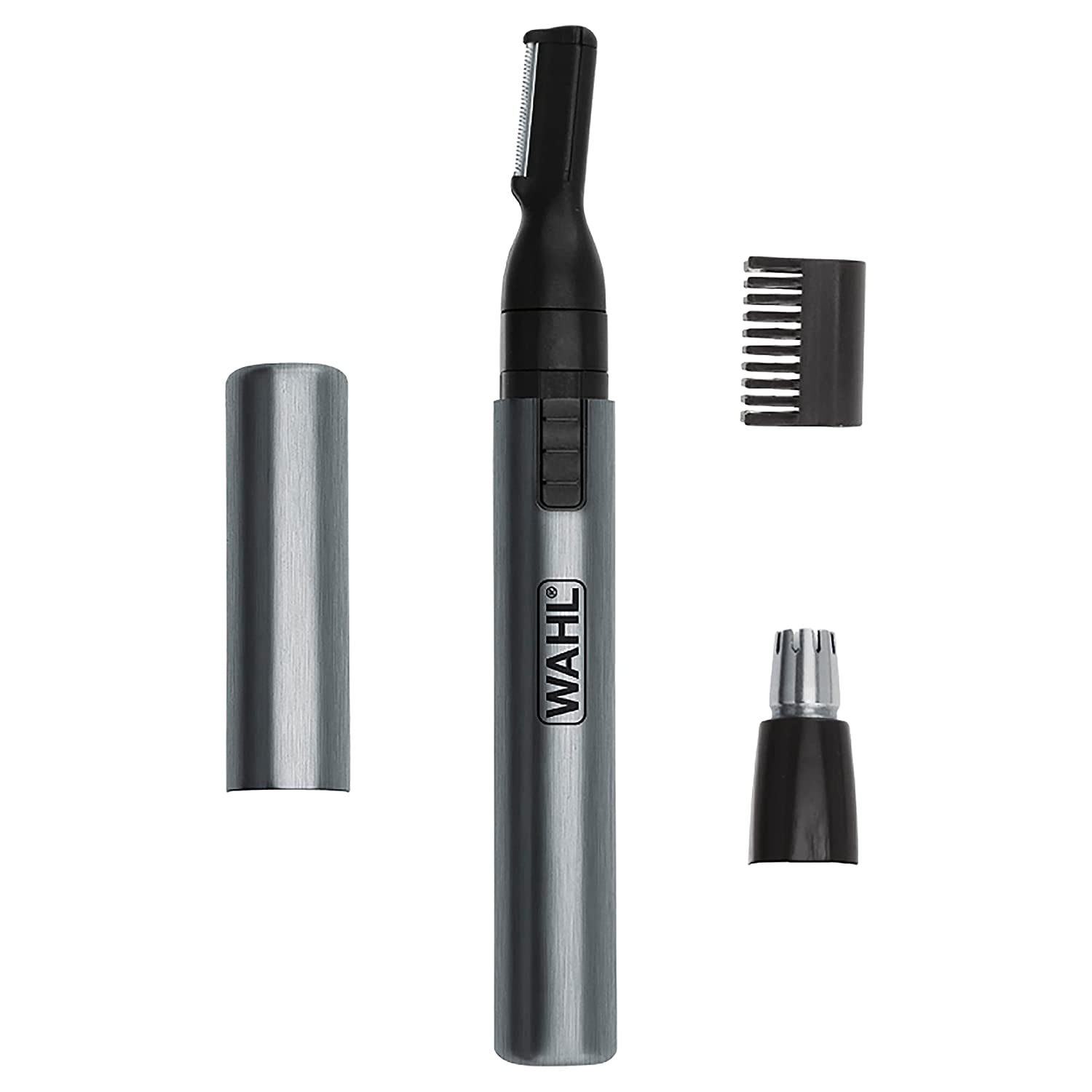 Micro Groomsman Battery Personal Trimmer for Hygienic Grooming with Rinseable, Interchangeable Heads for Eyebrows, Neckline, Nose, Ears, & Other Detailing - 05640-600