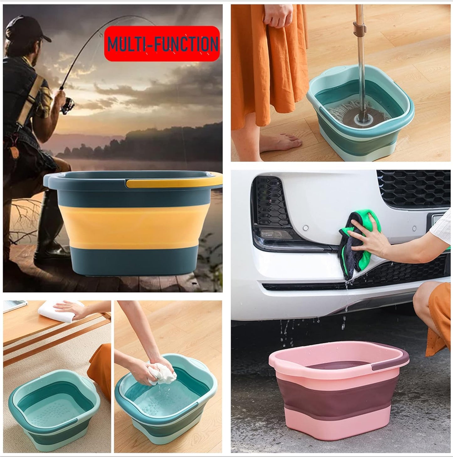 Collapsible Foot Tub Feet Soaking Spa Bath with Massager Acupoints for Circulation, Plastic Inflatable Feet Soak Basin Foldable Foot Soaker Bucket Footbath Bowl Tools for Men Adults, Black