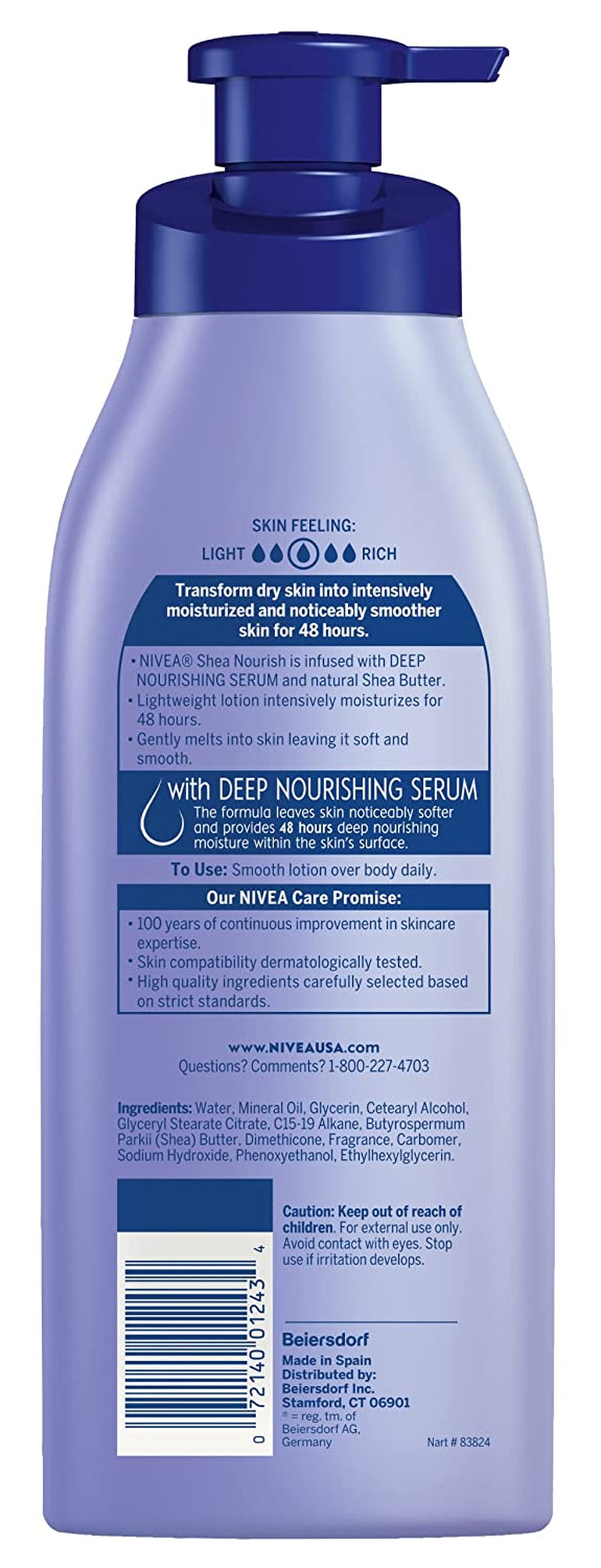 Shea Nourish Body Lotion with Deep Nourishing Serum and Shea Butter, 48-Hour Moisturizing Body Lotion for Dry Skin, Nourishes and Smooths Dry Skin, 16.9 Fl Oz Pump Bottle