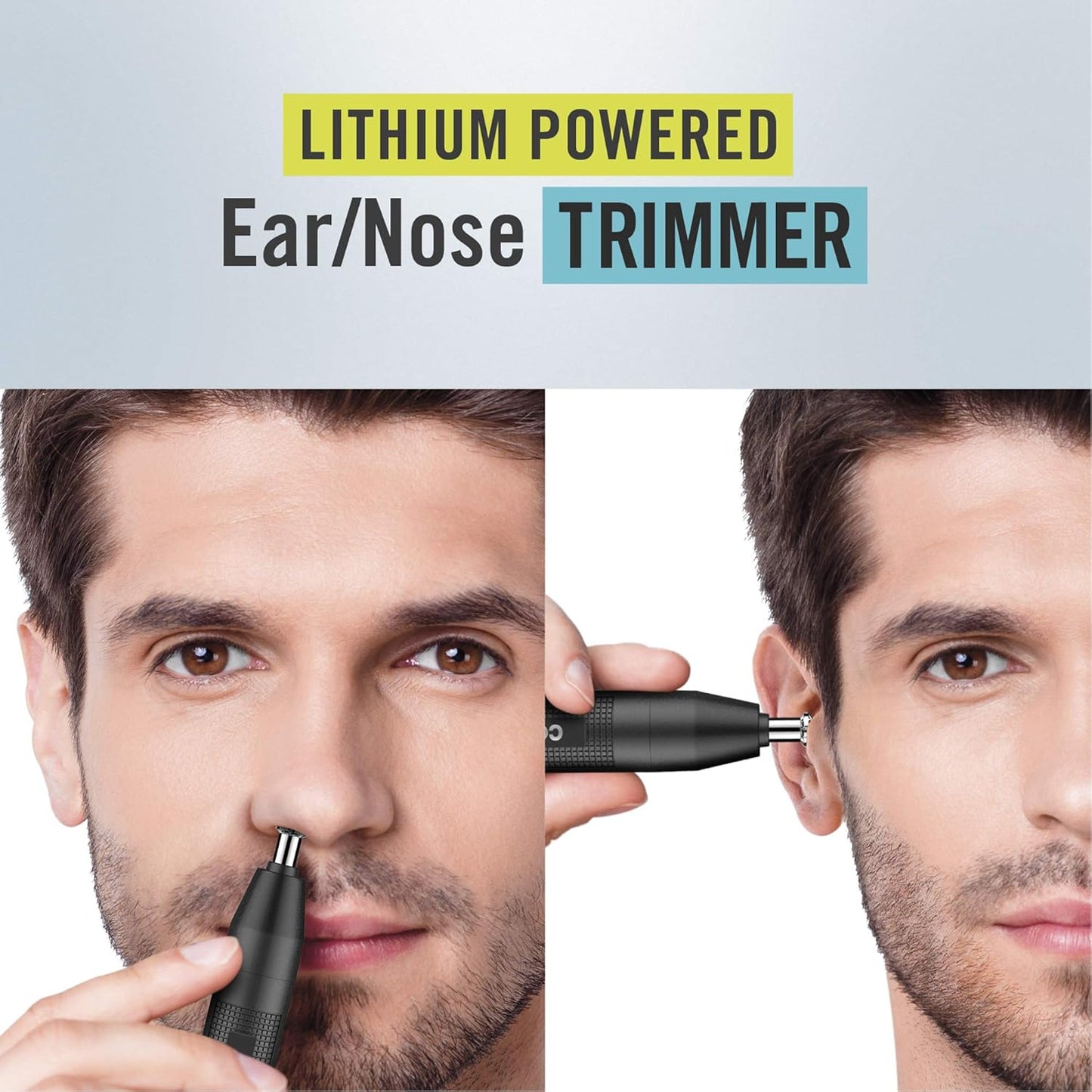 man Nose Hair Trimmer for Men, for Nose, Ear, and Eyebrows, Patent 360 Bevel Blade for No Pull, No Snag Trimming Experience, Cordless Lithium-Powered Trimmer with Drawstring Bag