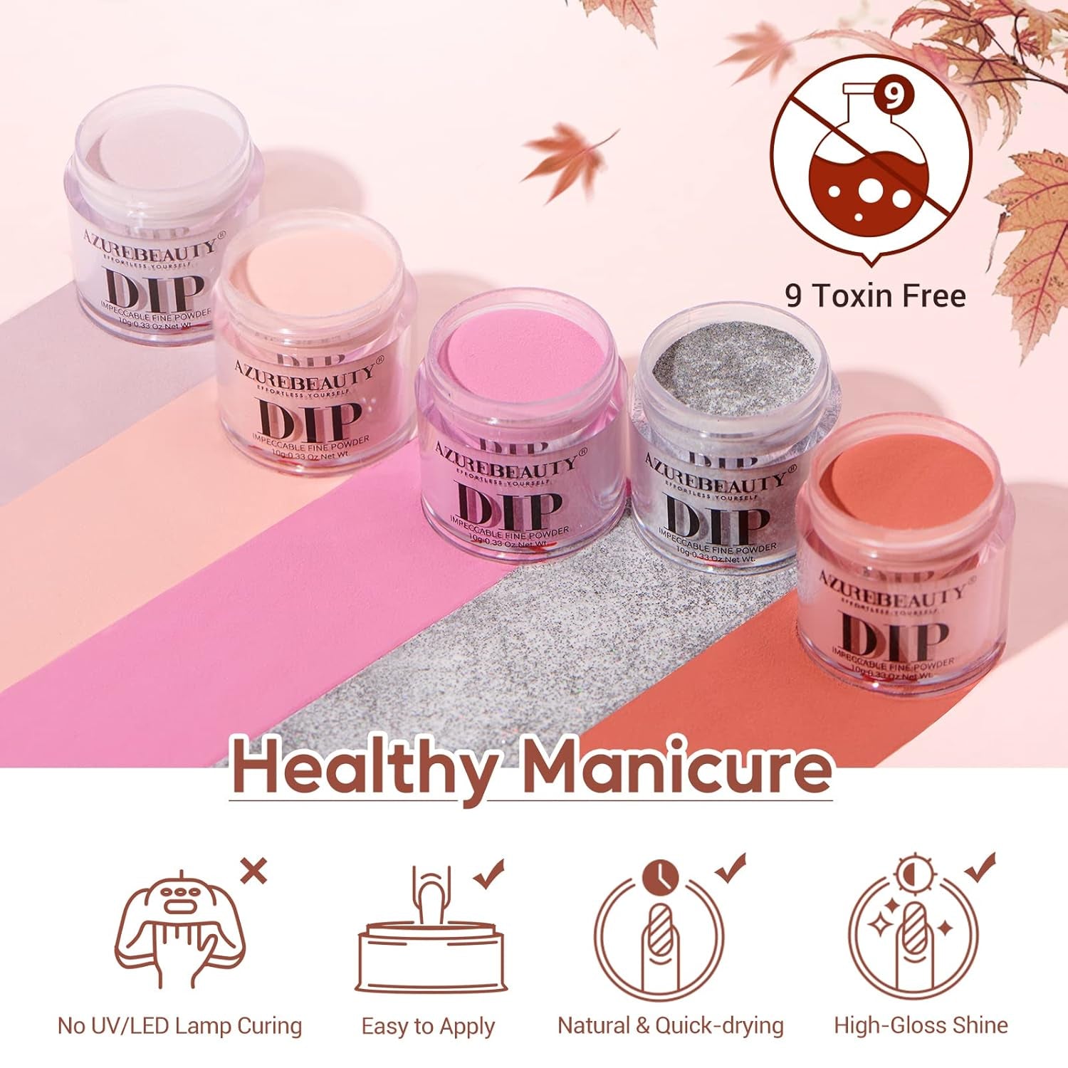 Dip Powder Nail Starter Kit Nude Pink Brown Grey Dipping Powder 20 Dark Light Trend Colors Recycling Tray Liquid Set Top Base Coat Activator for French Nail Art Manicure Salon