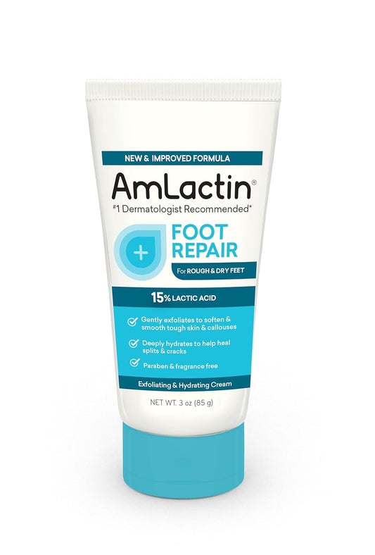 Foot Repair Cream - 3 Oz Cream for Dry Cracked Heels with 15% Lactic Acid - Exfoliator and Moisturizer for Dry Skin (Packaging May Vary)