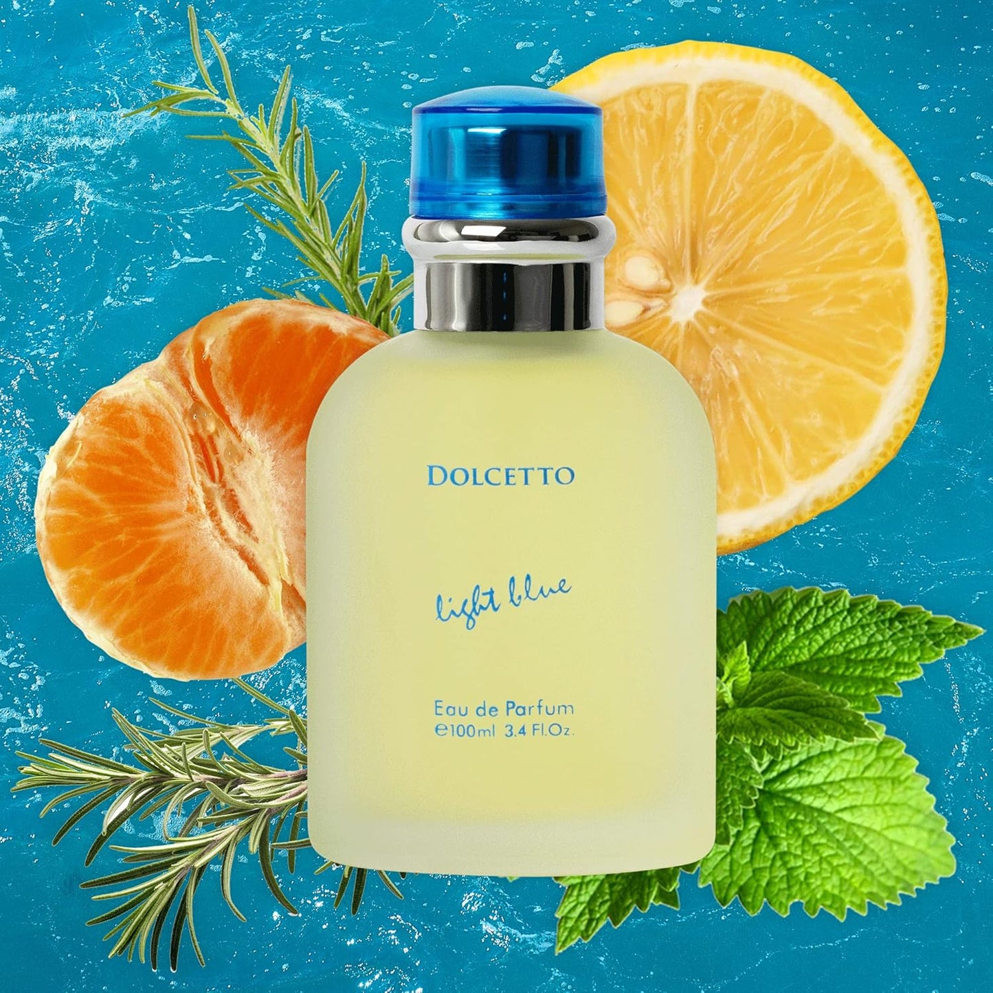 Dolcetto Light Blue Eau De Parfum for Men 3.4 Fl. Oz. 100Ml Refreshing Combination of Woody Floral & Aquatic Fragrance - Scent Lasts All Day a Gift for Any Occasion