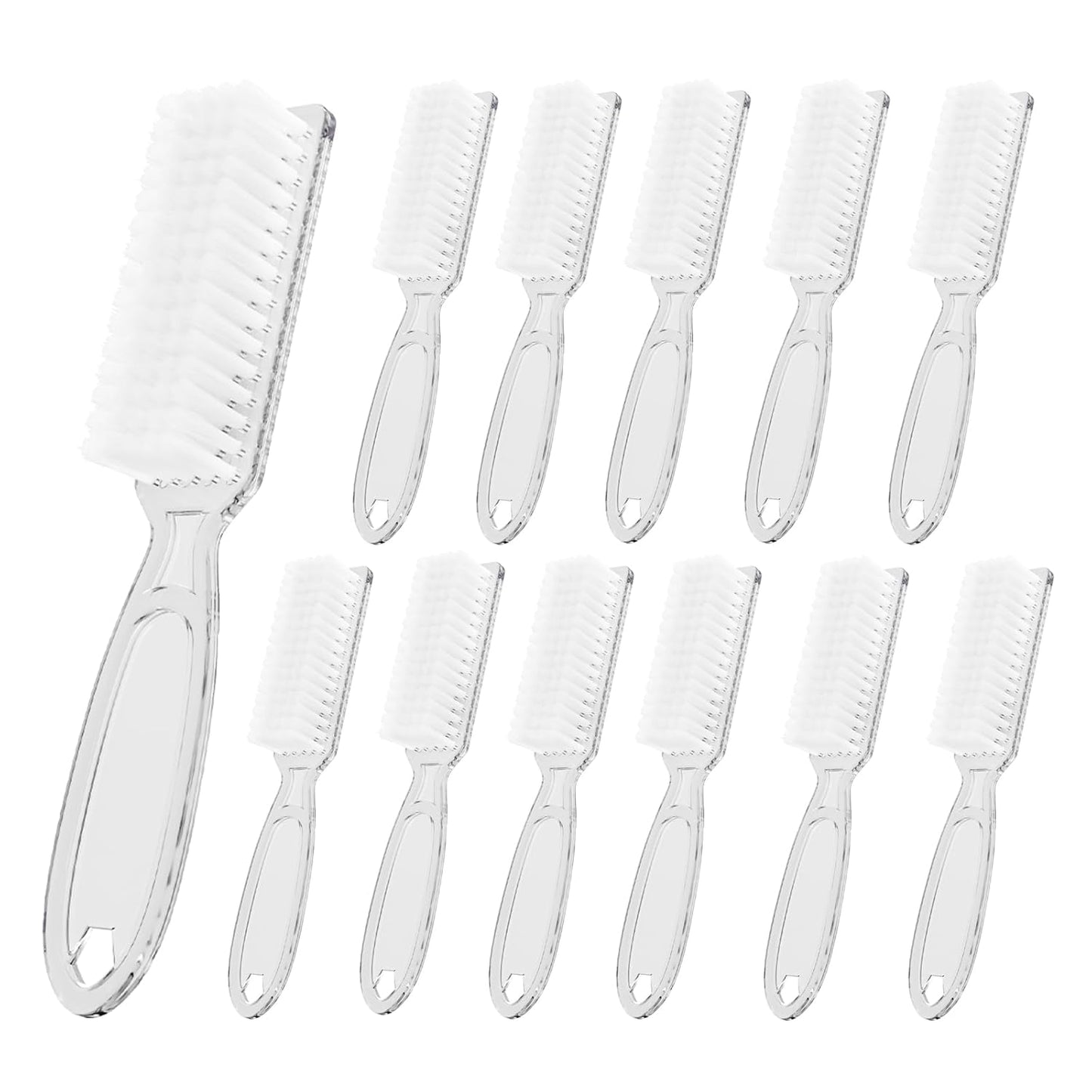 12 Pcs Handle Grip Cleaning Brushes, Hand Fingernail Nail Scrub Manicure Brush Pedicure Brush, Use for Toe and Nails Cleaning (Clear Pink)