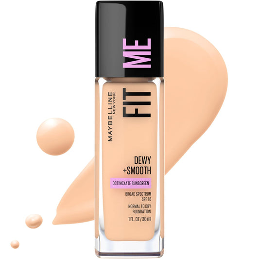 Fit Me Dewy + Smooth Liquid Foundation Makeup, Classic Ivory, 1 Count (Packaging May Vary)