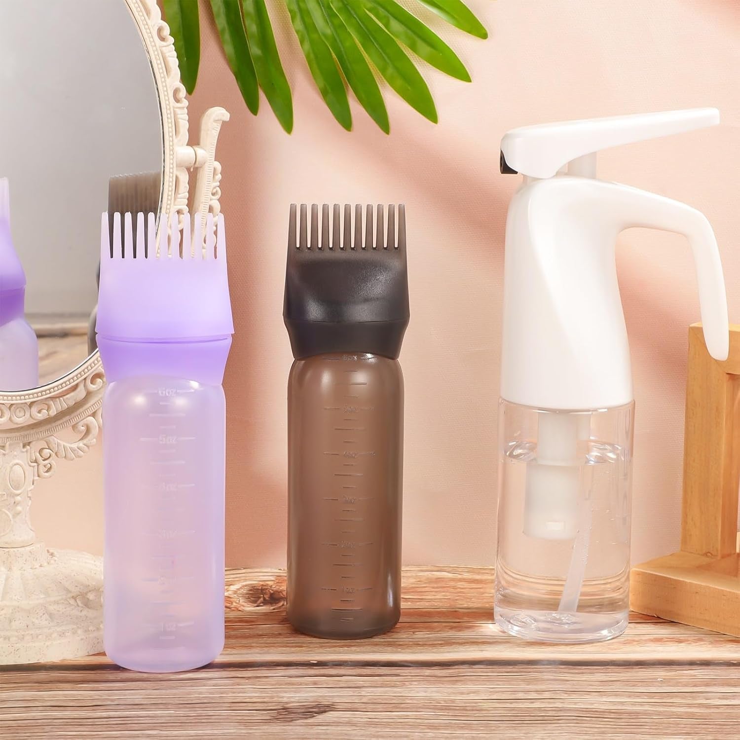 Root Comb Applicator Bottle and Continuous Hair Spray Bottle, Hair Oil Applicator Hair Water Mister Oiling Applicator for Dye Hairstyling