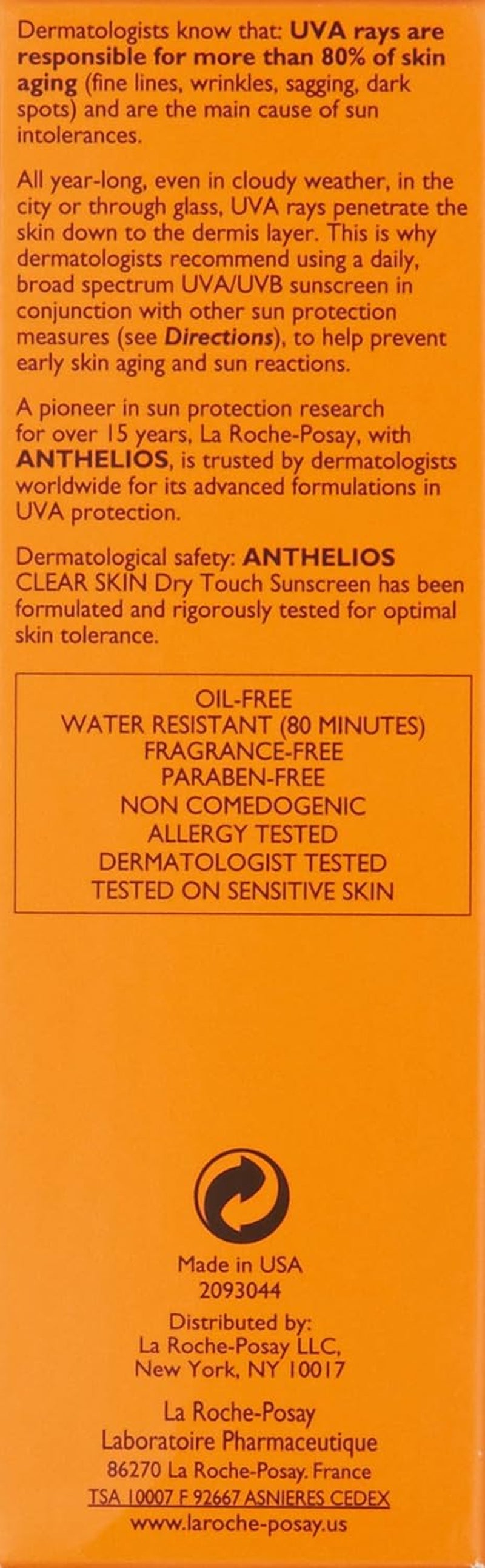 Anthelios Clear Skin Sunscreen Dry Touch SPF 60, Oil Free Sunscreen for Face, Oil Absorbing, Broad Spectrum SPF + Antioxidants, Non-Greasy, Oxybenzone Free, Travel Size