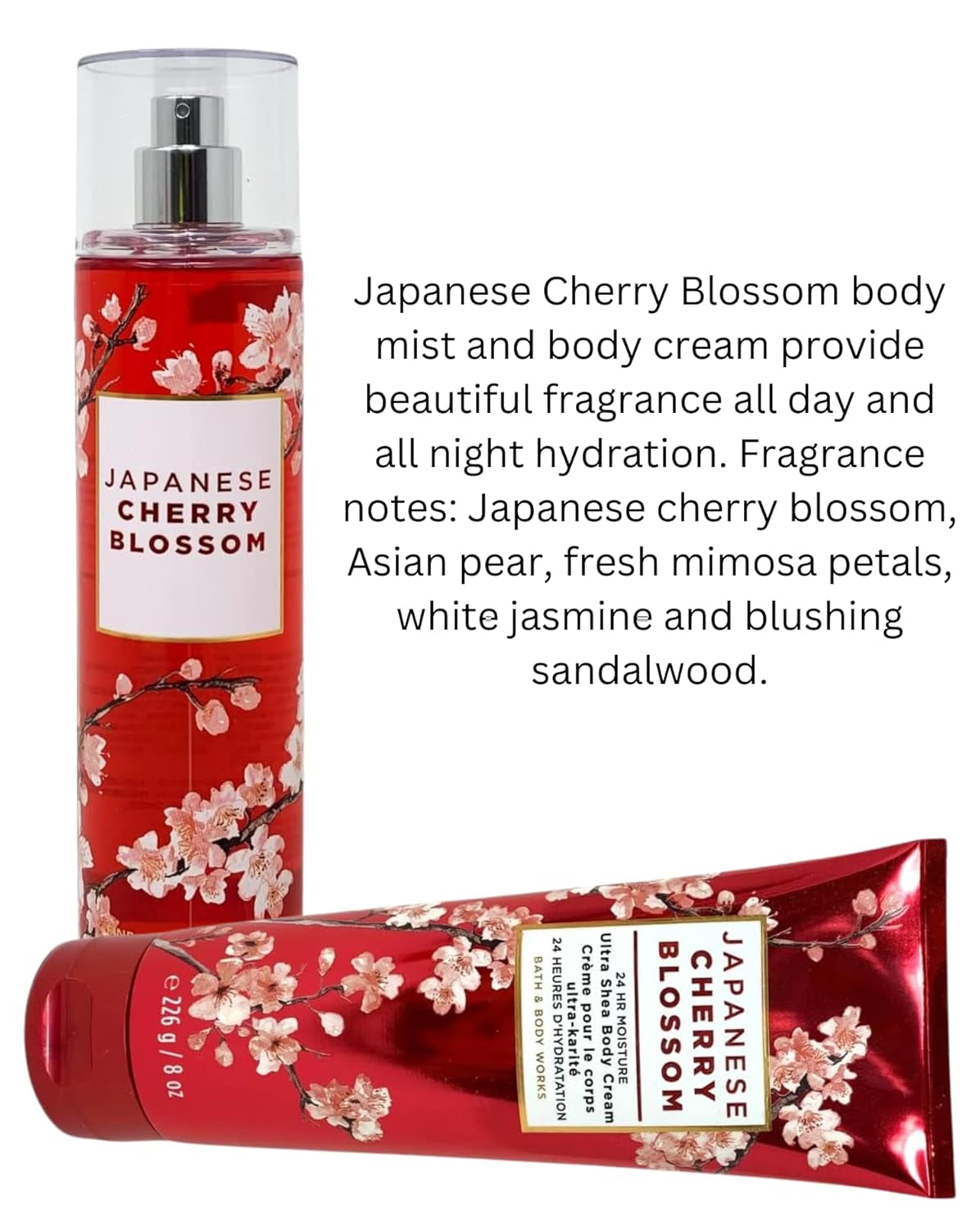 Fine Fragrance Mist & Ultra Shea Body Cream Japanese Cherry Blossom 2 Piece Set Full Size 8Oz.