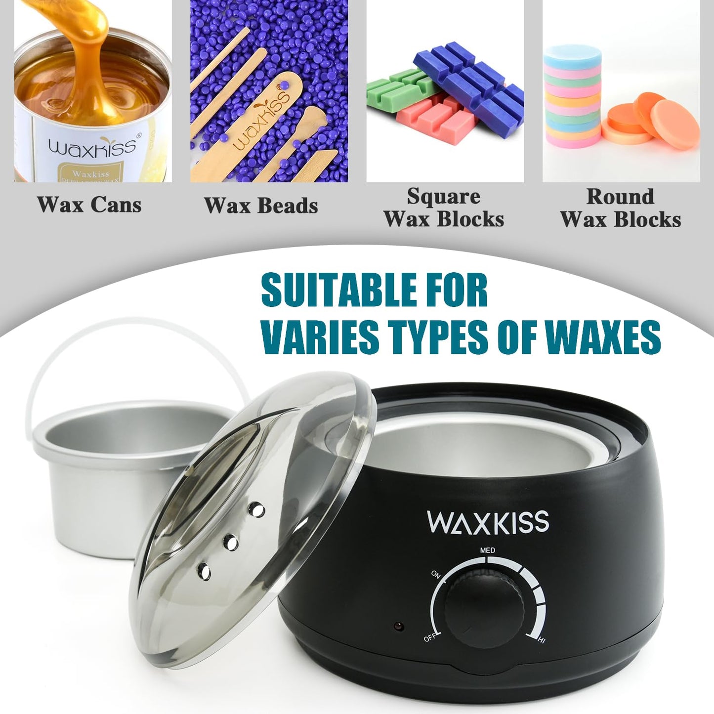 14Oz Wax Warmer for Hair Removal, Professional Wax Melting Machine for Women Men with Aluminum Pot and See-Through Lid