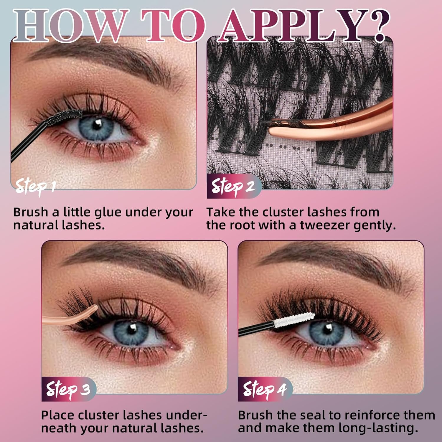 Lash Clusters DIY Eyelash Extensions 144 Clusters Lashes D Curl 3D Eyelash Clusters Extensions Fluffy Wispy Lashes Cluster Fluffy Effect & Ultra-Soft & Super Light & DIY at Home (Prism)