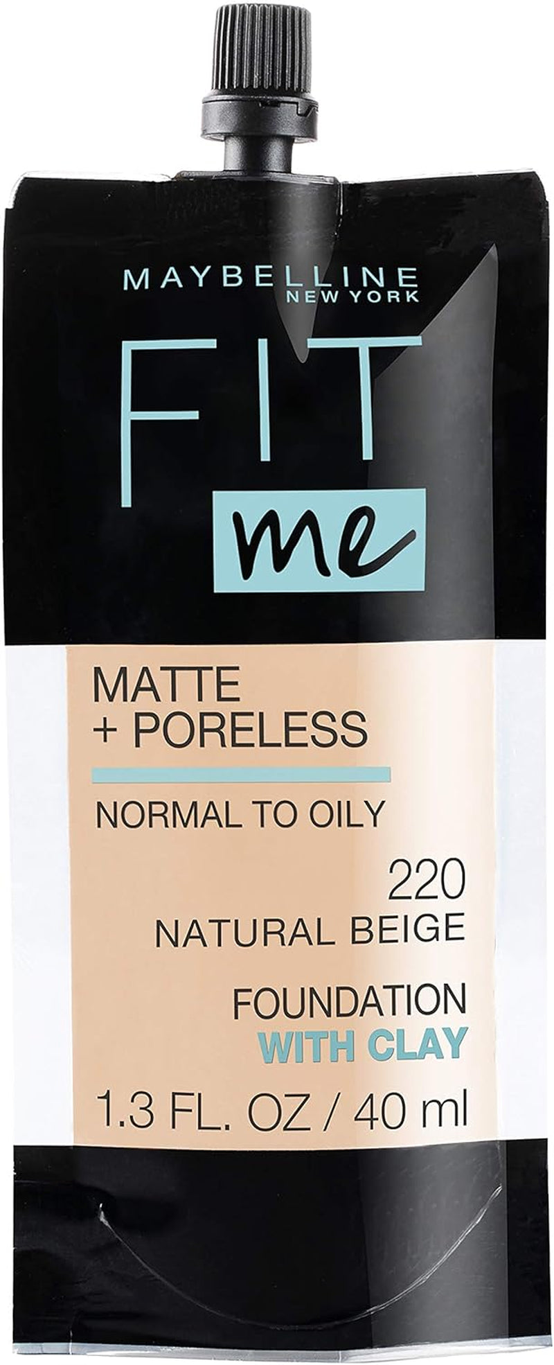 Fit Me Matte + Poreless Liquid Oil-Free Foundation Makeup, Warm Nude, 1 Count (Packaging May Vary)