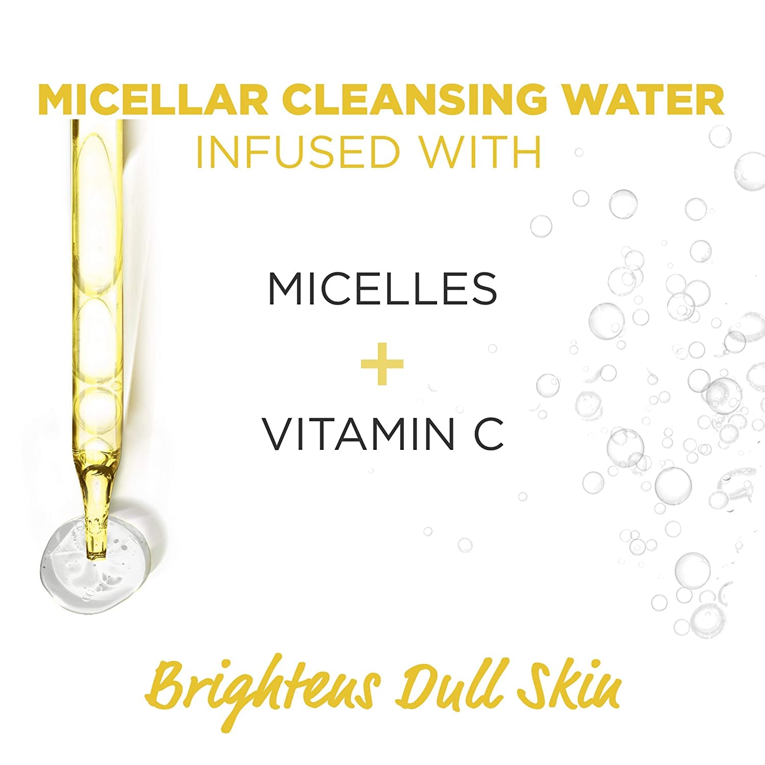 Micellar Water with Vitamin C, Facial Cleanser & Makeup Remover, Brightening & Hydrating, for All Skin Types, Vegan, Cruelty Free, 13.5 Fl Oz (400Ml), 2 Count