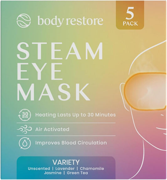 Self Heated Steam Eye Mask 5 Pack - Easter Basket Stuffers, Relaxation Gifts for Her and Him, Best Friend, Stye Eye Treatment, Disposable Heating Pad, Travel Essentials - Variety