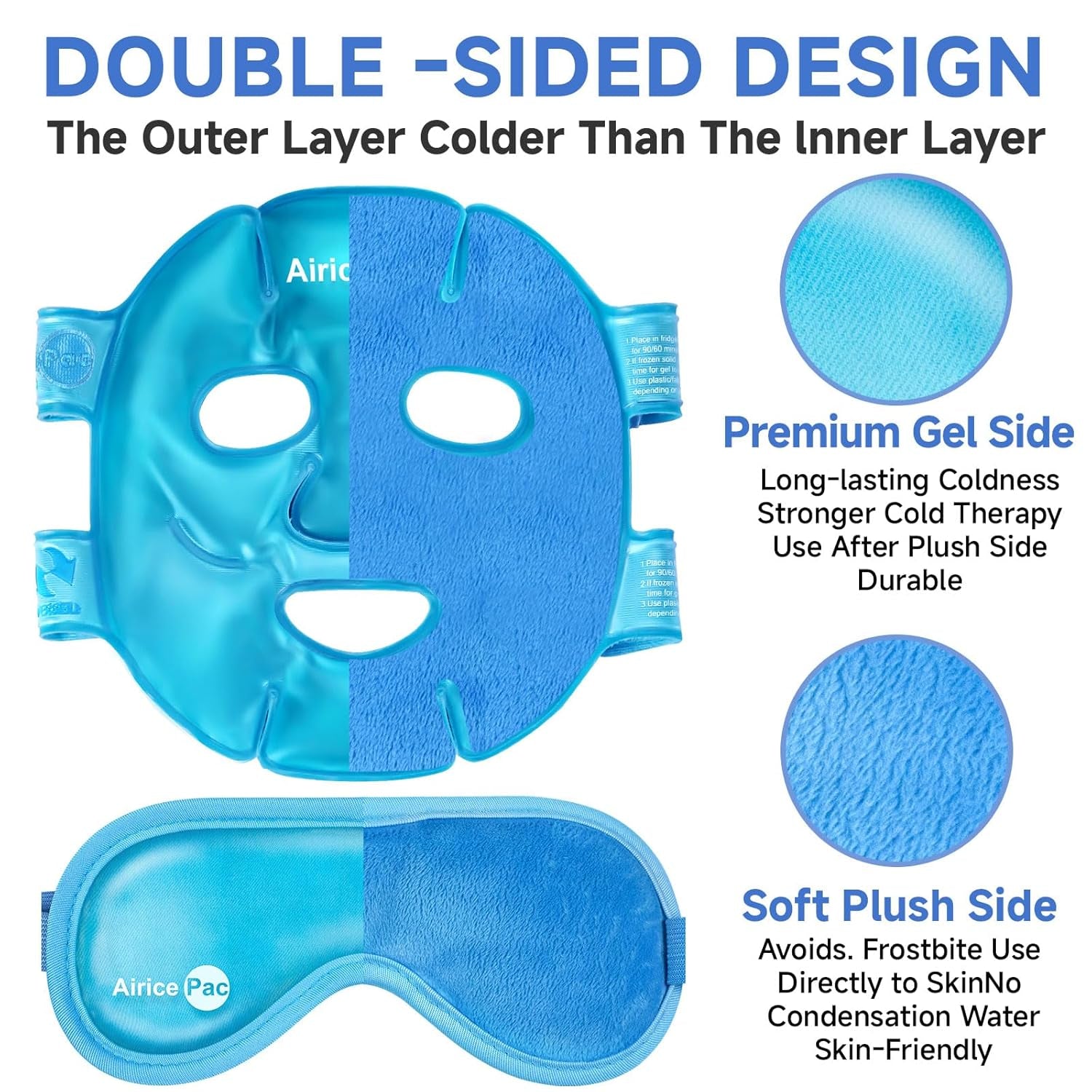 Colding Ice Face Mask and Cooling Eye Mask for Puffy Eyes & Migraine Relief, Gel Eye Mask, Cool Face Masks for Dark Circles, Eye Surgery, Sleeping, Pressure, Headaches, Skin Care