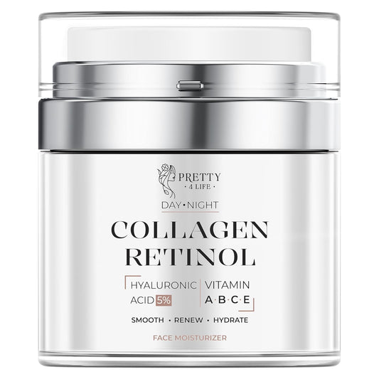 Advanced Anti-Aging Cream - Collagen, Retinol, Hyaluronic Acid & Vitamin C - Moisturizer for Face, Neck & Décolleté - Firms, Hydrates & Reduces Wrinkles - Day/Night Formula - 1.7 Oz