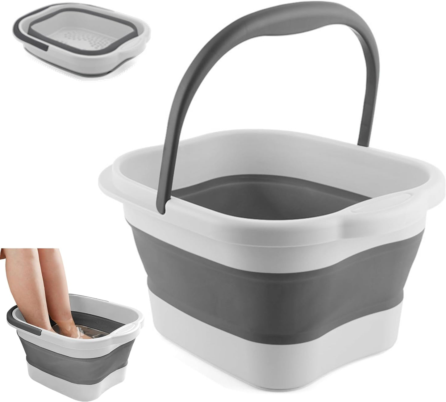 Collapsible Foot Tub Feet Soaking Spa Bath with Massager Acupoints for Circulation, Plastic Inflatable Feet Soak Basin Foldable Foot Soaker Bucket Footbath Bowl Tools for Men Adults, Black