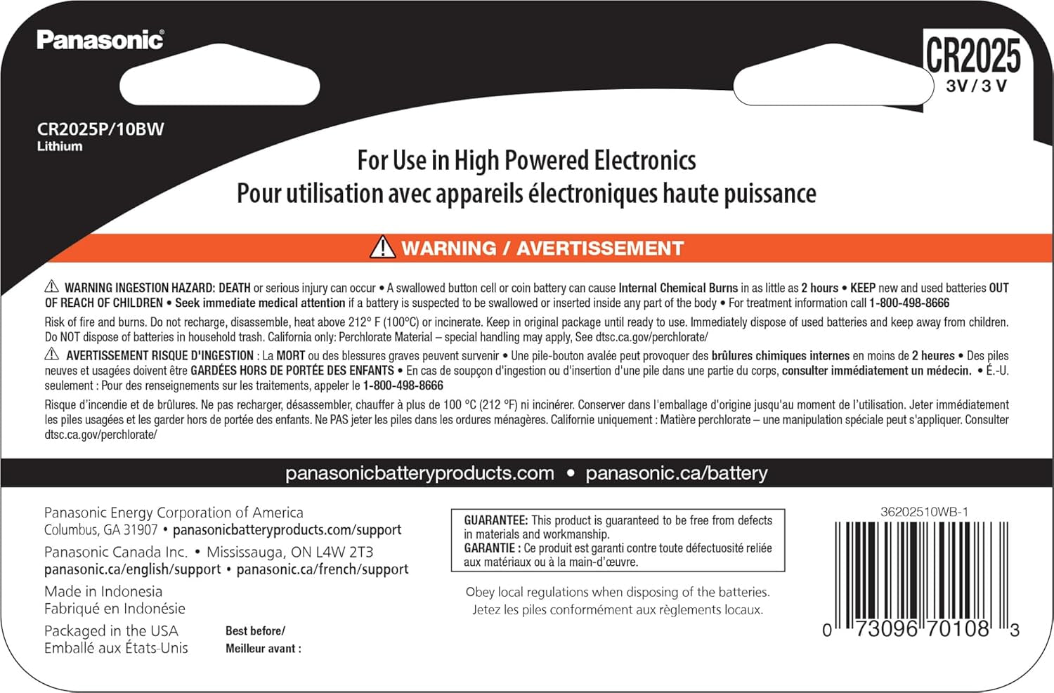 CR2025 3.0 Volt Long Lasting Lithium Coin Cell Batteries in Child Resistant, Standards Based Packaging, 10 Count(Pack of 1)