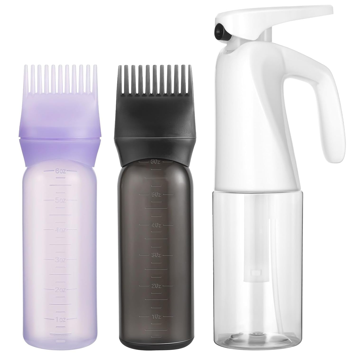 Root Comb Applicator Bottle and Continuous Hair Spray Bottle, Hair Oil Applicator Hair Water Mister Oiling Applicator for Dye Hairstyling