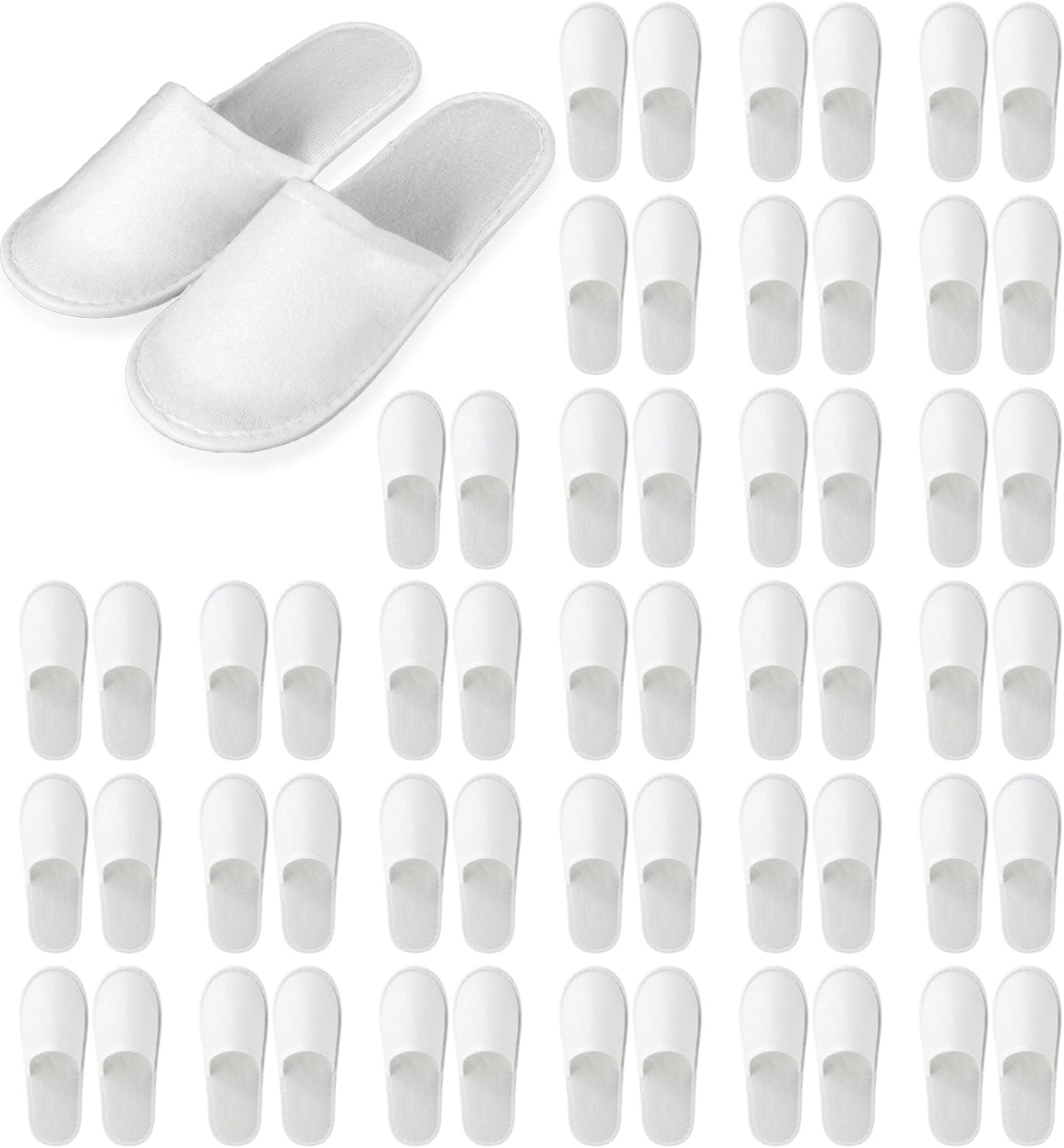 30 Pairs 10.5 Inch Disposable Slippers for Guests, White Spa Slippers Bulk House Slippers Non Slip Closed Toe Travel Slippers for Hotel Guests Women Men, Medium