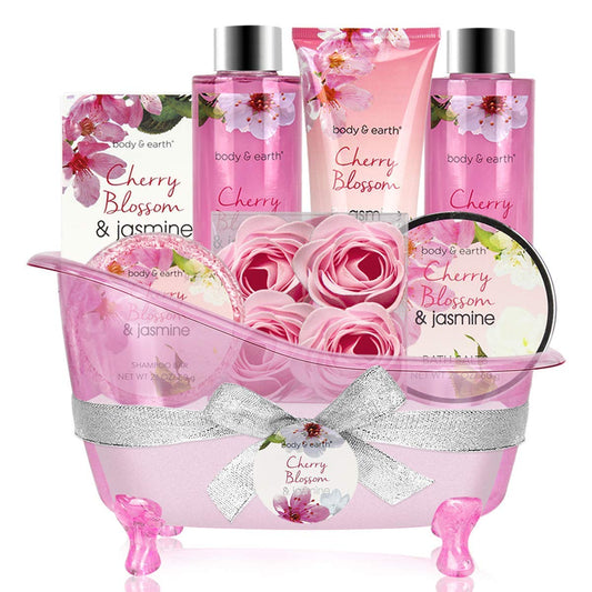 Gift Baskets for Women  Bath and Body Gift Set for Women, Valentine'S Gifts for Women, Cherry Blossom & Jasmine Spa Gifts for Women Bath Gift for Women, Regalos Para Mujer