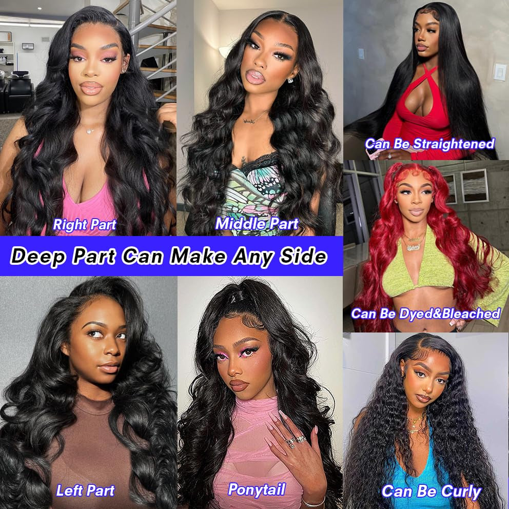 30 Inch 13X6 Lace Front Wigs Human Hair 200% Density Body Wave Lace Front Wigs Human Hair Pre Plucked Glueless Wigs Human Hair Wigs 13X6 HD Lace Frontal Wigs Human Hair Lace Front Wigs for Women