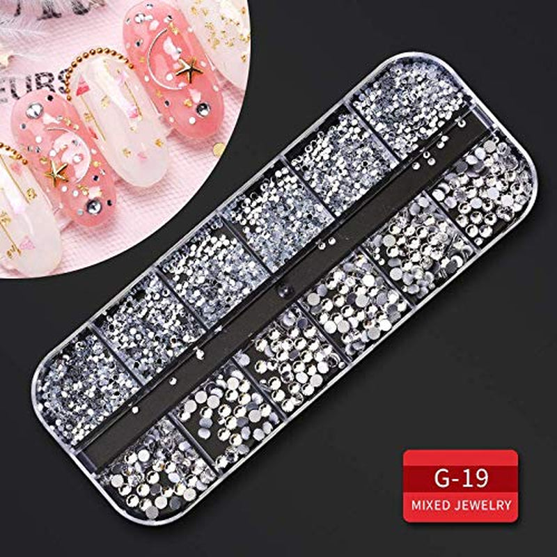 9 Boxes Nail Rhinestones,Nail Gems Nail Diamonds,Nail Art Studs Nail Crystals Nail Sequins for Nails Kit with 1 Tweezers and 3 Pen for Nail Art Supplies Accessories