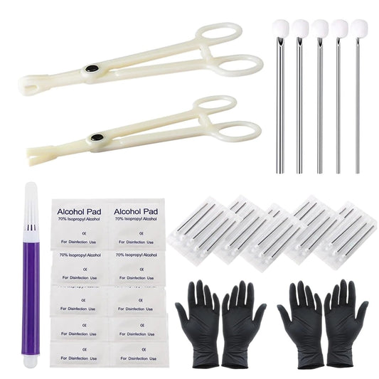 Body Piercing Kit -  40Pcs Piercing Needles Clamps Kit Mix Needles 12G 14G 16G 18G 20G with 2 Piercing Clamps Forceps for Ear Nose Lip Septum Belly Nipple Body Piercing