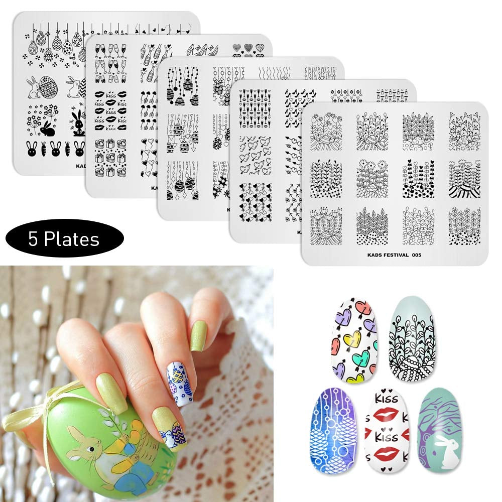 20Pcs Nail Stamp Plates Set Nails Art Stamping Plates Leaves Flowers Animal Nail Plate Template Image Plate (20 Pcs)