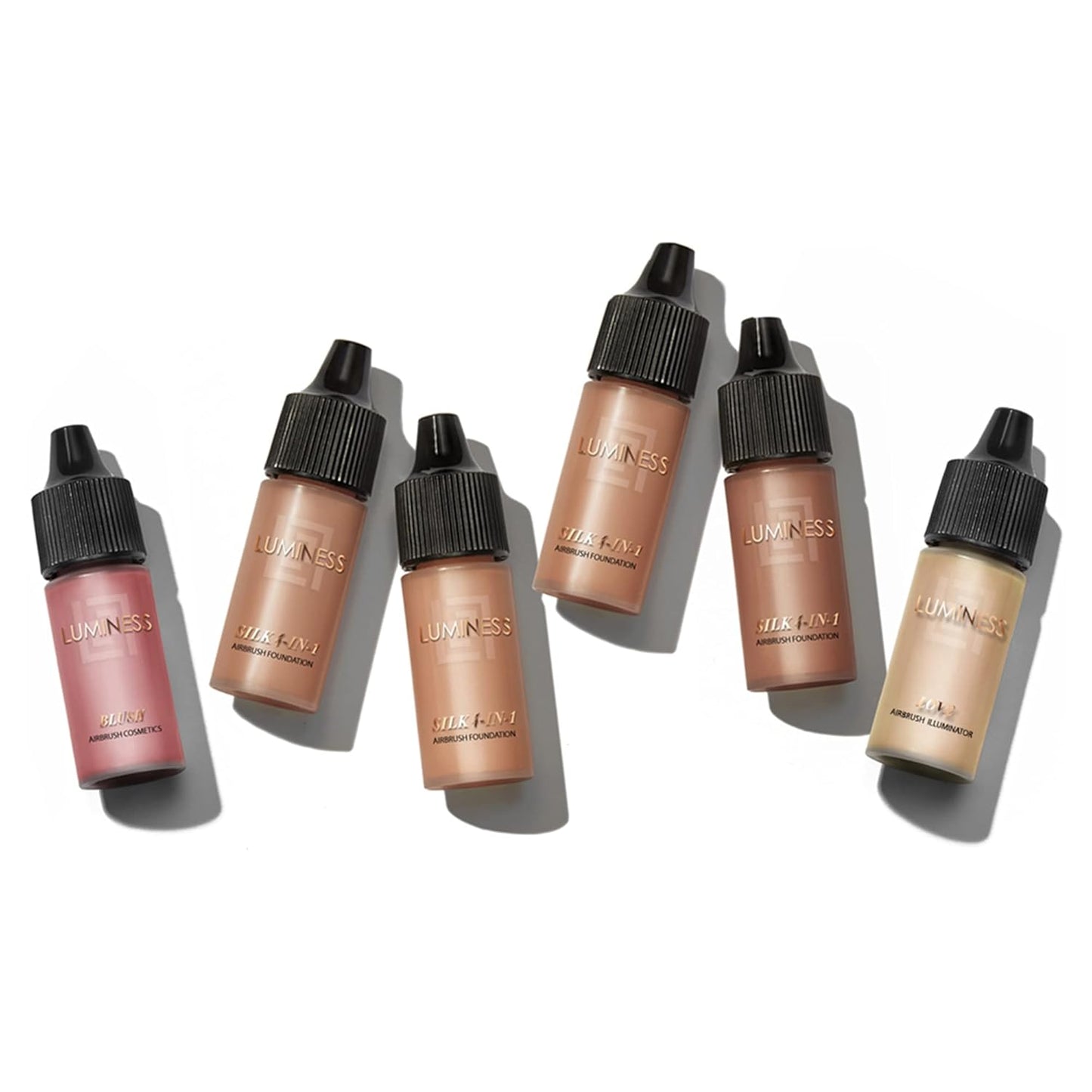 Silk 4-In-1 Airbrush Foundation Makeup Starter Kit - Fair Coverage, 6-Piece - Includes 2X Silk Airbrush Foundation, Blush, Glow Highlighter, Moisturizer Primer & Airbrush Cleaning Solution