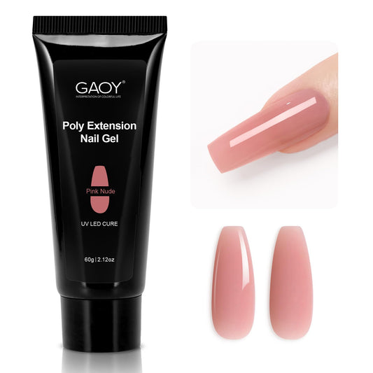 Poly Gel, 60G Nail Extension Gel, Pink Nude Builder Gel Nail Enhancement Gel for Beginner & Professional Nail Art Salon DIY at Home