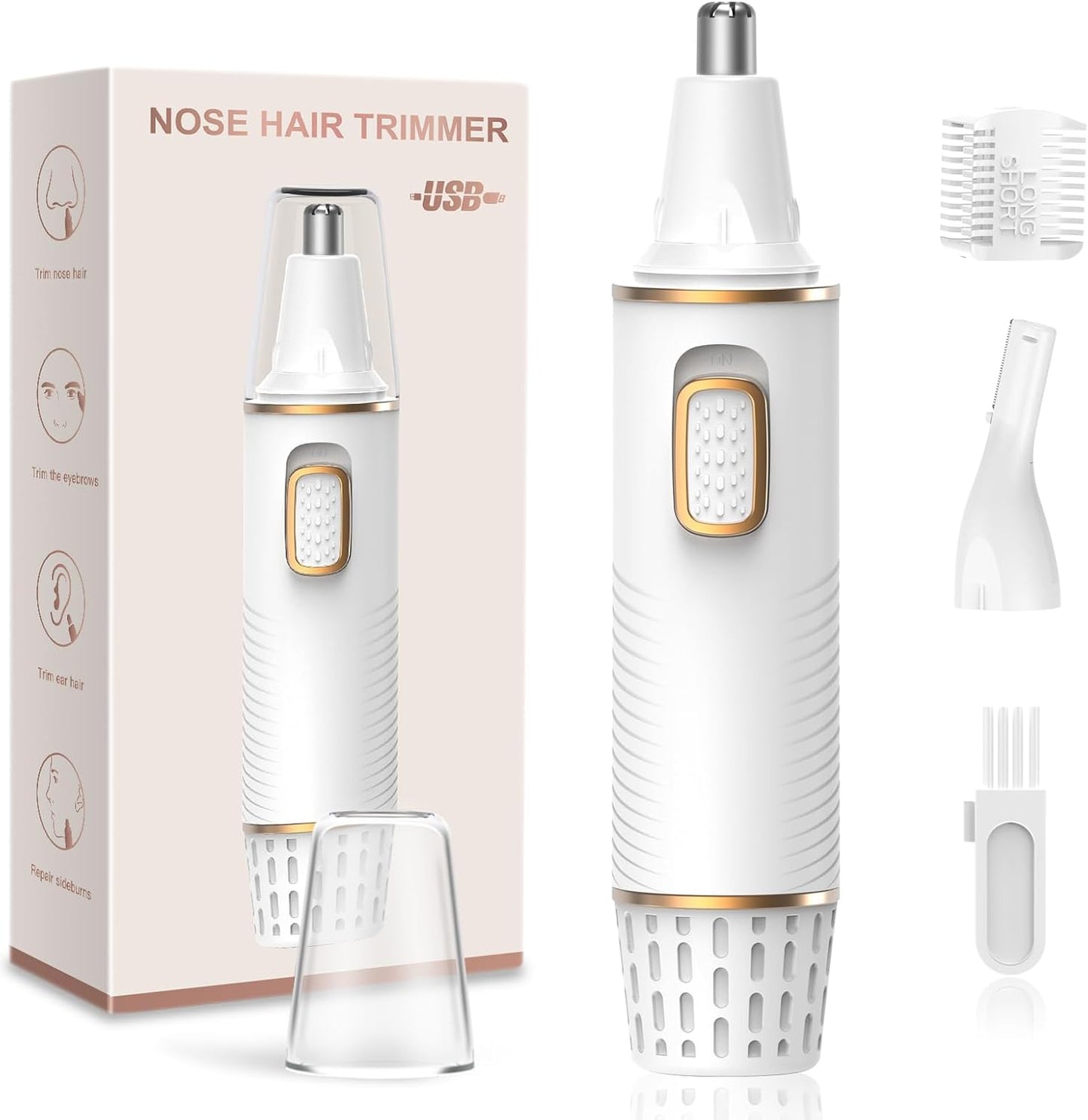 Nose Hair Trimmer for Men, 2025 Painless USB Rechargeable Nose Hair Trimmer, Ear and Nose Hair Trimmer for Men, Professional Facial Hair Trimmer with IPX7 Waterproof Dual Edge Blades