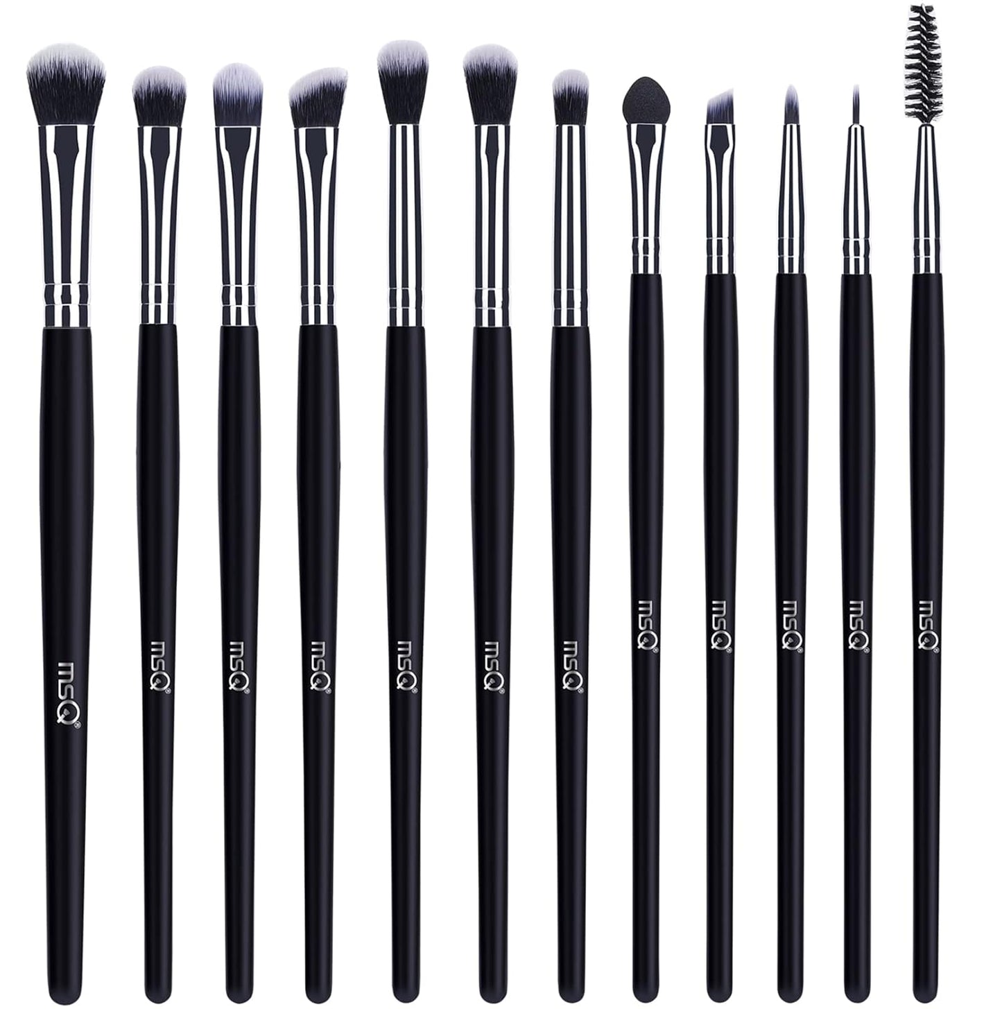 Eye Makeup Brushes 12Pcs Rose Gold Eyeshadow Makeup Brushes Set with Soft Synthetic Hairs & Real Wood Handle for Eyeshadow, Eyebrow, Eyeliner, Blending(Without Bag)