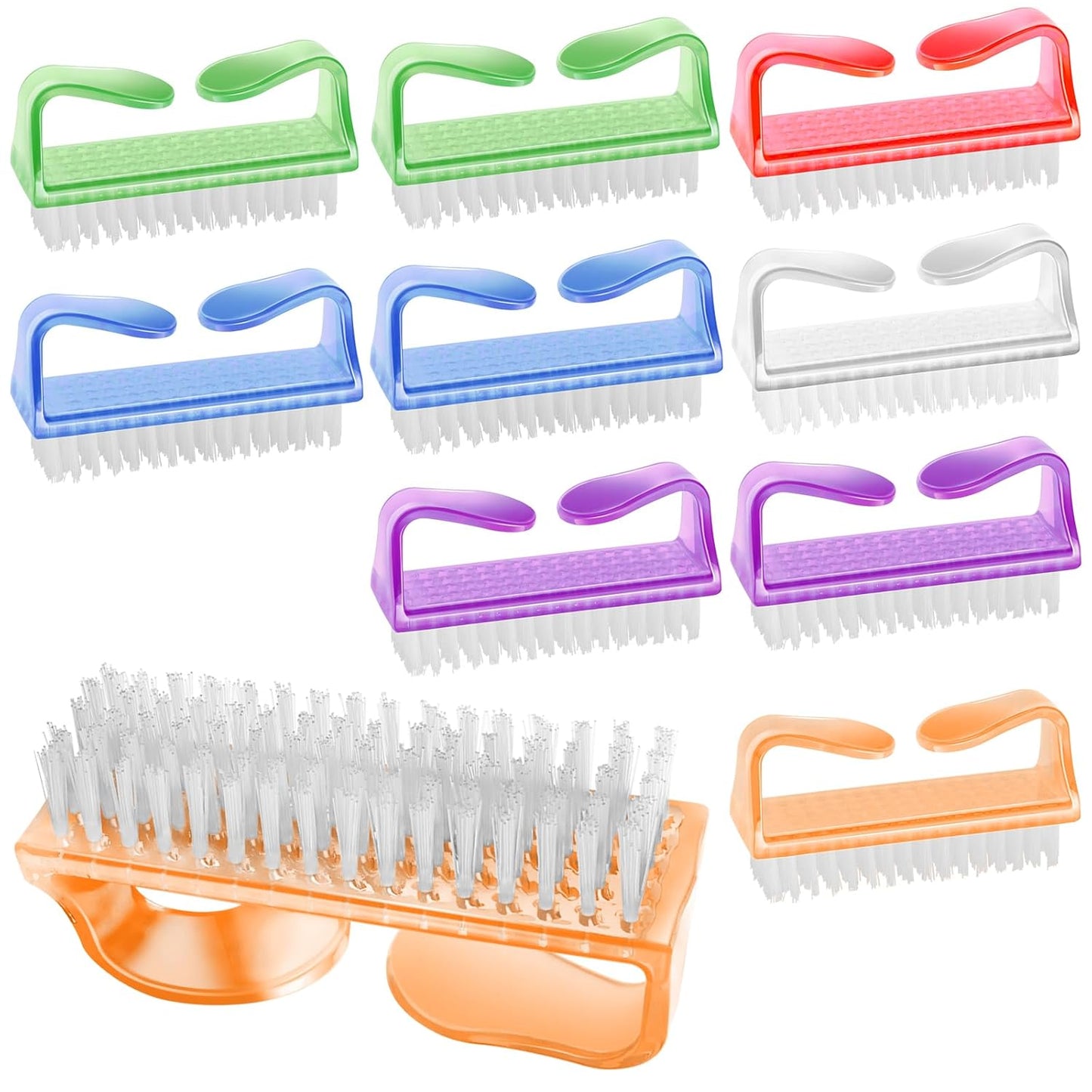 10 Pcs Handle Grip Nail Brush,  Hand Fingernail Cleaner Brush Manicure Tools Scrub Cleaning Brushes Kit, Use for Toe and Nail Cleaning (Bright Colors)