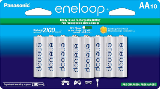 BK-3MCCA10FA AA 2100 Cycle Ni-Mh Pre-Charged Rechargeable Batteries, 10-Battery Pack