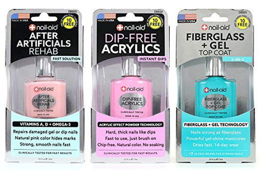 3Pk of after Artificials + Dip-Free Acrylics + Fiberglass + Gel Top Coat, French Sheer, N/A, 1.65 Fl Ounce